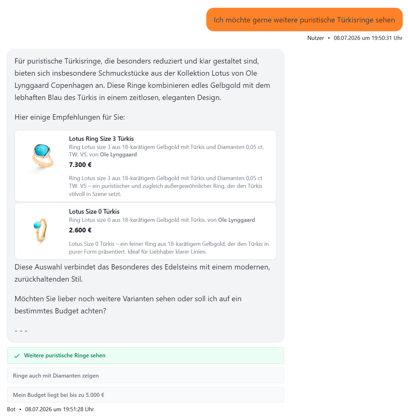 Chatbots die Angebote und Produkte erklären