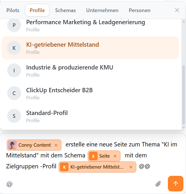 OGP-Briefing mit Content-Agent, Seitenschema und Zielgruppenprofil