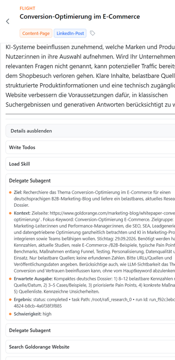 Nachvollziehbare Agentenarbeit Sie sehen, was OGP für Ihre Aufgabe getan hat.